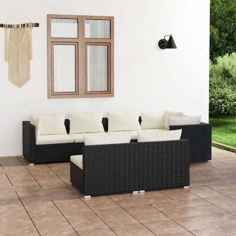 vidaXL Patio Lounge Set Outdoor Sectional Sofa Set Table Garden Poly Rattan - 27.6 x 27.6 x 23.8