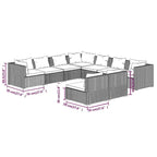 vidaXL Salon de jardin modulaire d'extérieur en résine tressée - 70 x 70 x 60,5 cm
