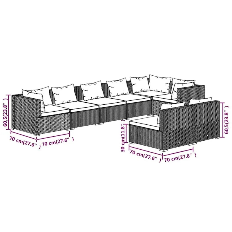 vidaXL Salon de jardin modulaire d'extérieur en résine tressée - 70 x 70 x 60,5 cm