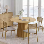 Dovelina Mid-Century Wood Round Dining Table Kitchen Table Dining Room Table for 4 People - 46, Black