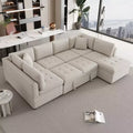 117.3W Oversized Sectional Sofa U- shaped Sofa Couch Pull-out Sofa Bed with Two Throw Pillows - ModernLuxe
