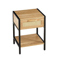 Natural Rattan 1-Drawer White/Brown Nightstand Bedroom Sofa Side Table Bedside Furniture