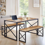 Table à manger 3 pièces VECELO avec banc, ensemble de table de salle à manger pour 4-6 personnes, table de cuisine avec 2 bancs, ensemble de table à manger