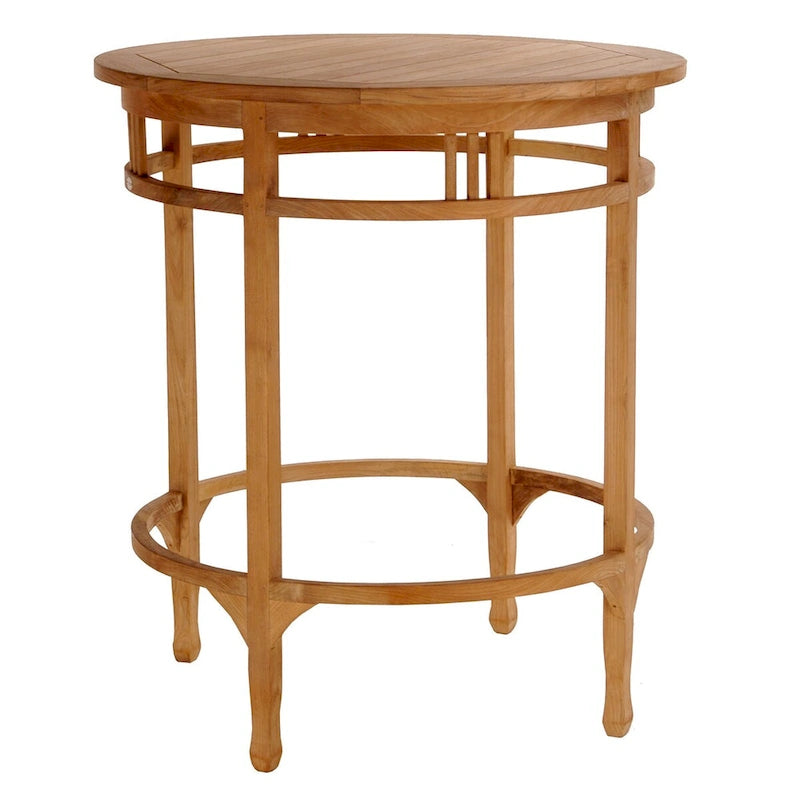 Chic Teak Grande table de bar ronde d'extérieur en teck Orléans, 38 pouces (table uniquement)