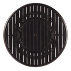 Ensemble table de brasero ronde en aluminium de 112 cm pour l'extérieur avec quatre fauteuils pivotants à bascule profonds et accessoires