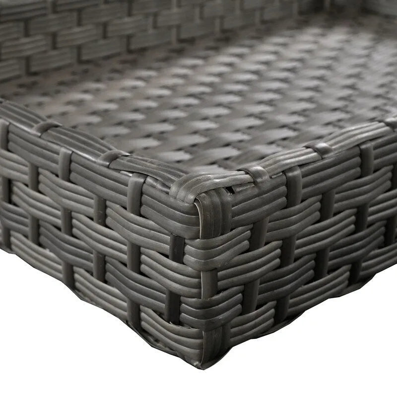 Ensemble de conversation d'extérieur 6 pièces avec pouf, coussins et petites tables d'appoint