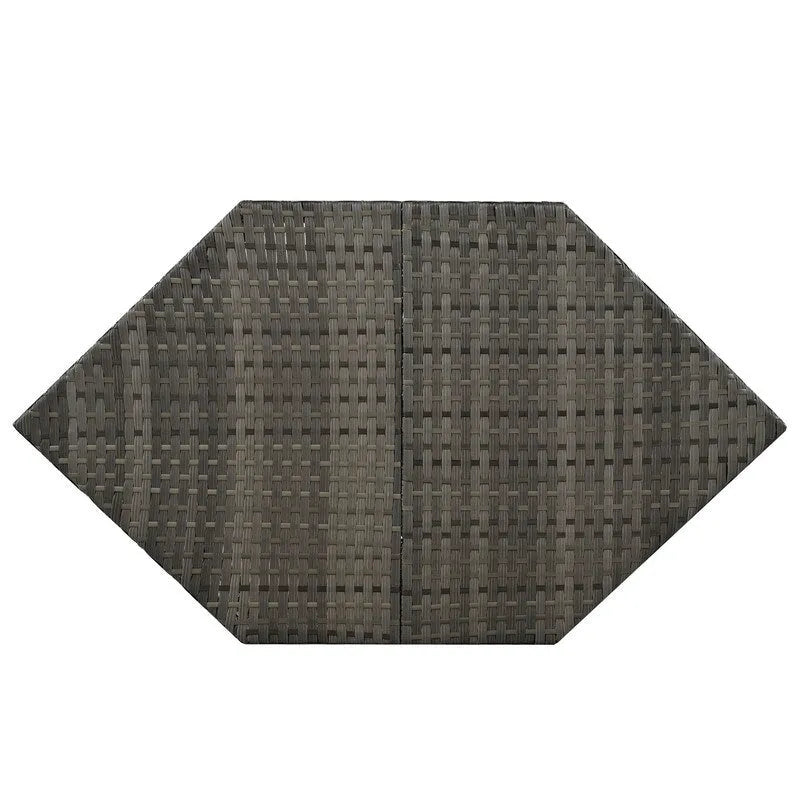 Ensemble de conversation d'extérieur 6 pièces avec pouf, coussins et petites tables d'appoint