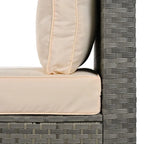Ensemble de conversation d'extérieur 6 pièces avec pouf, coussins et petites tables d'appoint