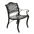 Ensemble de salle à manger d'extérieur moderne en treillis métallique en aluminium, grand ovale de 95 po, avec huit fauteuils - N/A