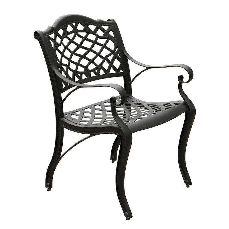 Ensemble de salle à manger d'extérieur moderne en treillis métallique en aluminium, grand ovale de 95 po, avec huit fauteuils - N/A