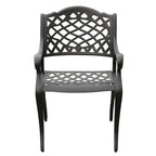 Ensemble de salle à manger d'extérieur moderne en treillis métallique en aluminium, grand ovale de 95 po, avec huit fauteuils - N/A