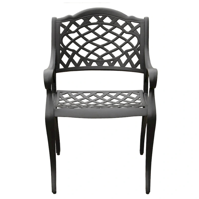 Ensemble de salle à manger d'extérieur moderne en treillis métallique en aluminium, grand ovale de 95 po, avec huit fauteuils - N/A