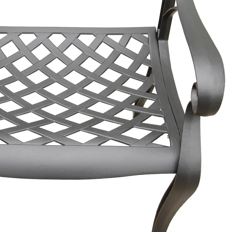 Ensemble de salle à manger d'extérieur moderne en treillis métallique en aluminium, grand ovale de 95 po, avec huit fauteuils - N/A