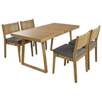 Ensemble table et chaises de salle à manger d'extérieur en bois d'acacia pour plusieurs personnes