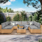 Ensemble de 9 meubles de jardin en osier UPHA avec coussins