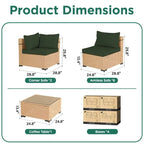 Ensemble de 9 meubles de jardin en osier UPHA avec coussins