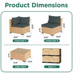 Ensemble de 9 meubles de jardin en osier UPHA avec coussins