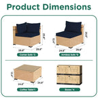 Ensemble de 9 meubles de jardin en osier UPHA avec coussins