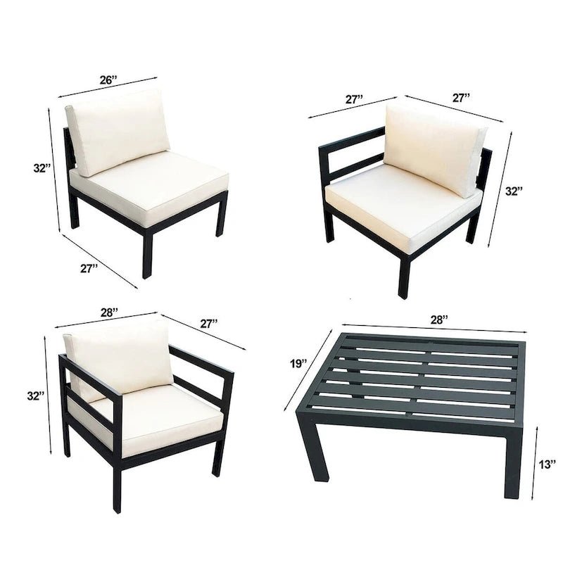 Ensemble sectionnel de 7 pièces en aluminium coussiné Ohana Outdoor – Aucun assemblage requis