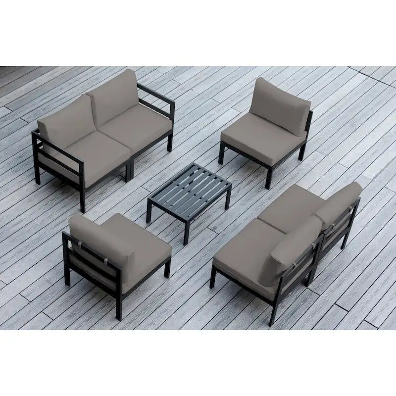 Ensemble sectionnel de 7 pièces en aluminium coussiné Ohana Outdoor – Aucun assemblage requis