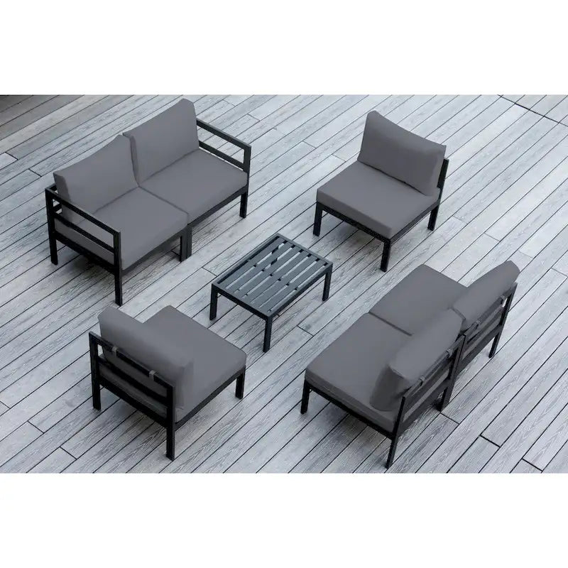 Ensemble sectionnel de 7 pièces en aluminium coussiné Ohana Outdoor – Aucun assemblage requis