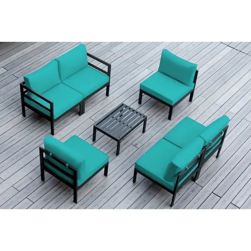 Ensemble sectionnel de 7 pièces en aluminium coussiné Ohana Outdoor – Aucun assemblage requis
