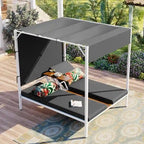 Lit de soleil double inclinable d'extérieur avec coussins