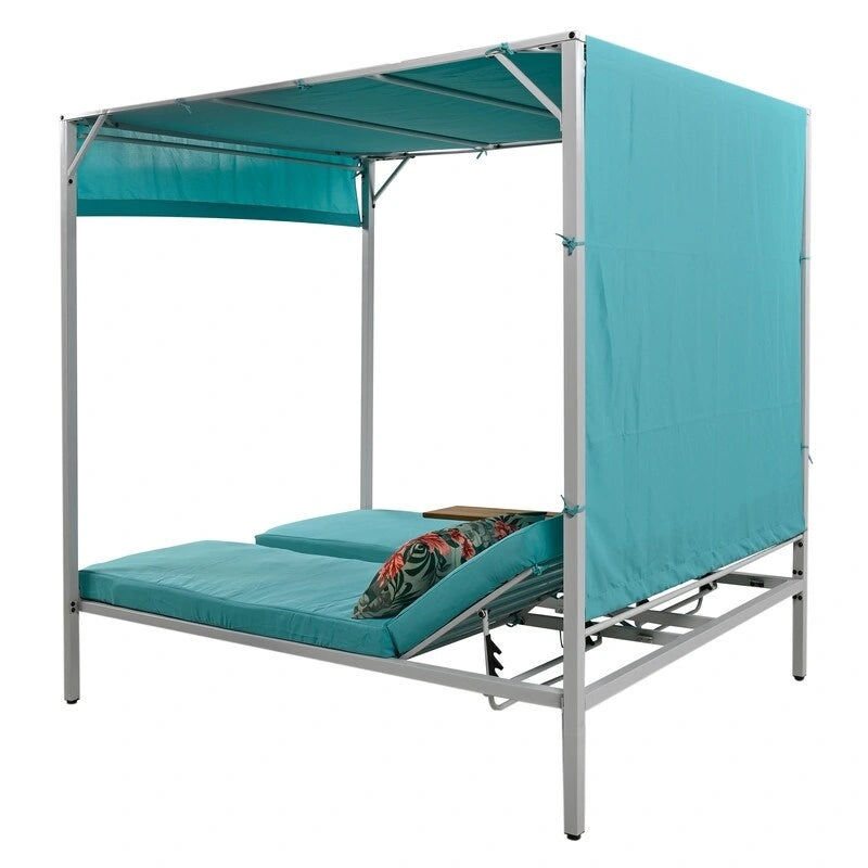 Lit de soleil double inclinable d'extérieur avec coussins