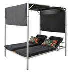 Lit de soleil double inclinable d'extérieur avec coussins