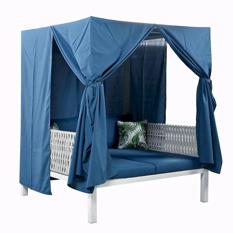 Bain de soleil extérieur avec rideaux, grand confort, adapté