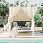 Bain de soleil extérieur avec rideaux, grand confort, adapté