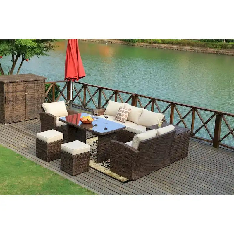 Ensemble de mobilier de jardin 7 pièces avec coffre de rangement latéral par Direct Wicker