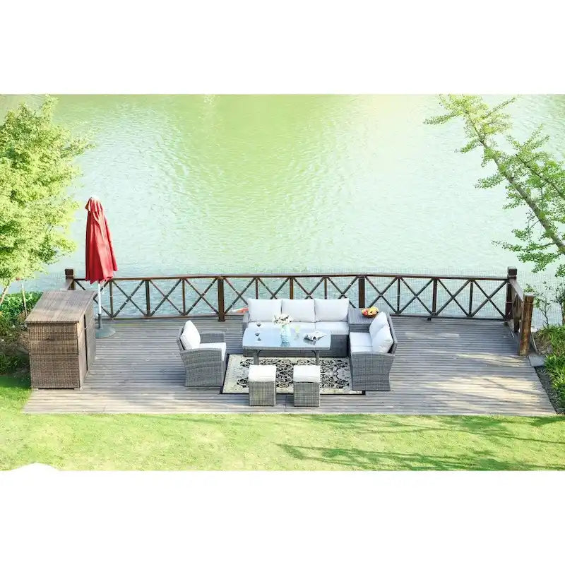 Ensemble de mobilier de jardin 7 pièces avec coffre de rangement latéral par Direct Wicker