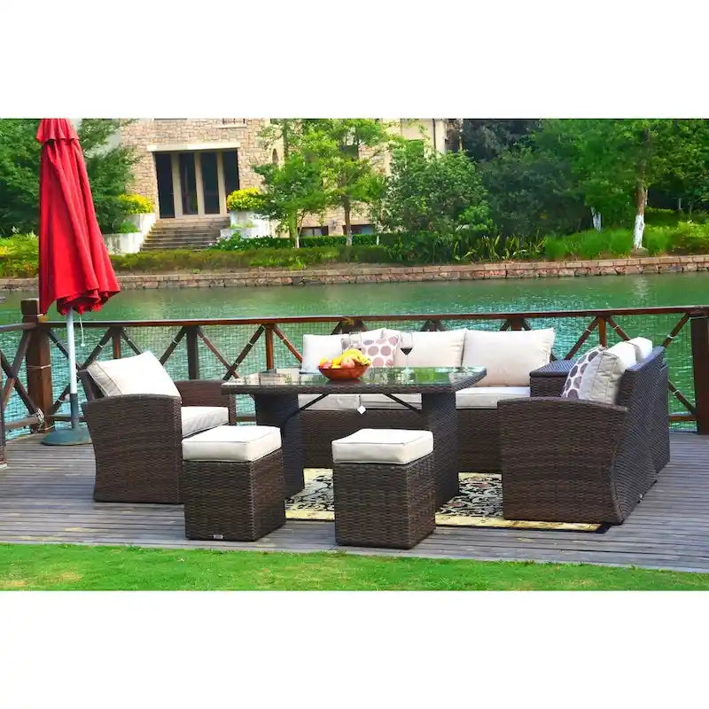 Ensemble de mobilier de jardin 7 pièces avec coffre de rangement latéral par Direct Wicker