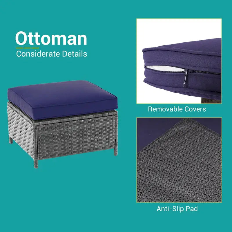 BONOSUKI Ensemble de canapés de patio 8 pièces en rotin gris avec poufs