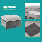 BONOSUKI Ensemble de canapés de patio 8 pièces en rotin gris avec poufs