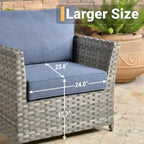 HOOOWOOO Ensemble de Meubles de Jardin Extérieur 10 Pièces en Osier Gris avec Table Brasero