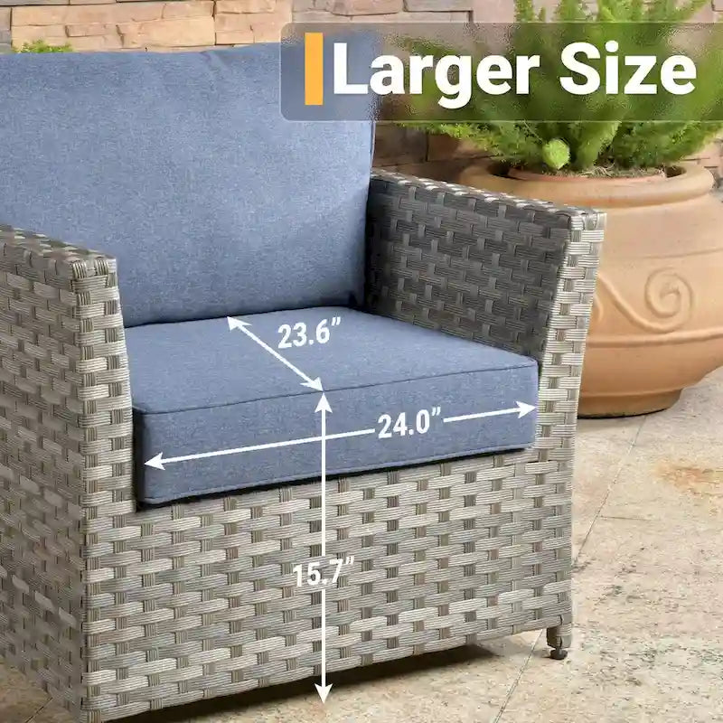 HOOOWOOO Ensemble de Meubles de Jardin Extérieur 10 Pièces en Osier Gris avec Table Brasero