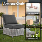 HOOOWOOO Ensemble de Meubles de Jardin Extérieur 10 Pièces en Osier Gris avec Table Brasero