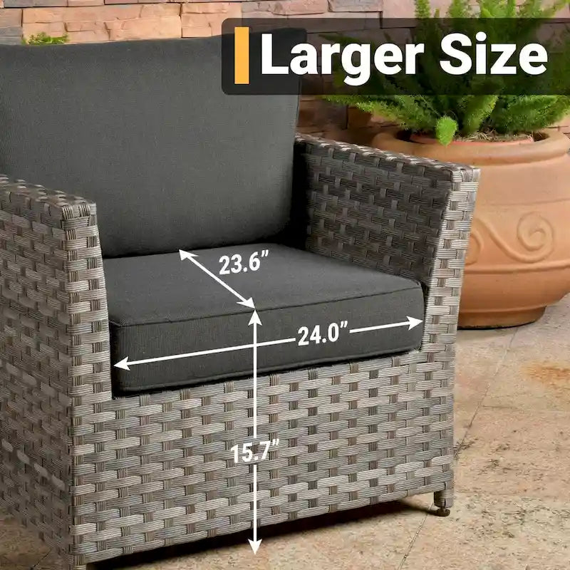 HOOOWOOO Ensemble de Meubles de Jardin Extérieur 10 Pièces en Osier Gris avec Table Brasero