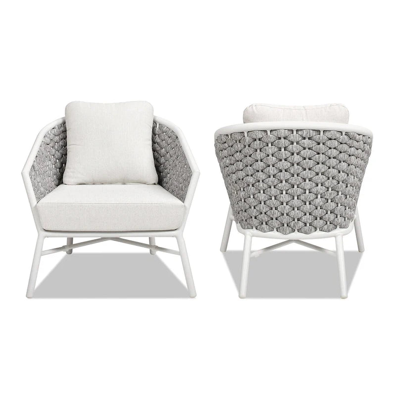 Fauteuil de patio extérieur tressé en corde Rowan 30.5 (lot de 2) avec coussins