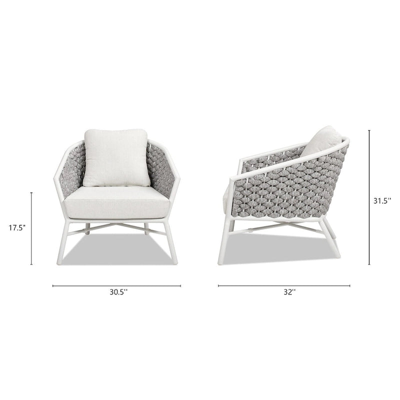 Fauteuil de patio extérieur tressé en corde Rowan 30.5 (lot de 2) avec coussins