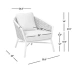 Fauteuil de patio extérieur tressé en corde Rowan 30.5 (lot de 2) avec coussins