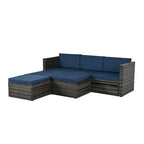 Meubles de jardin de terrasse, meubles en rotin PE saisonniers, ensemble de 5 meubles en rotin, table basse élévatrice en contreplaqué, avec canapé-méridienne