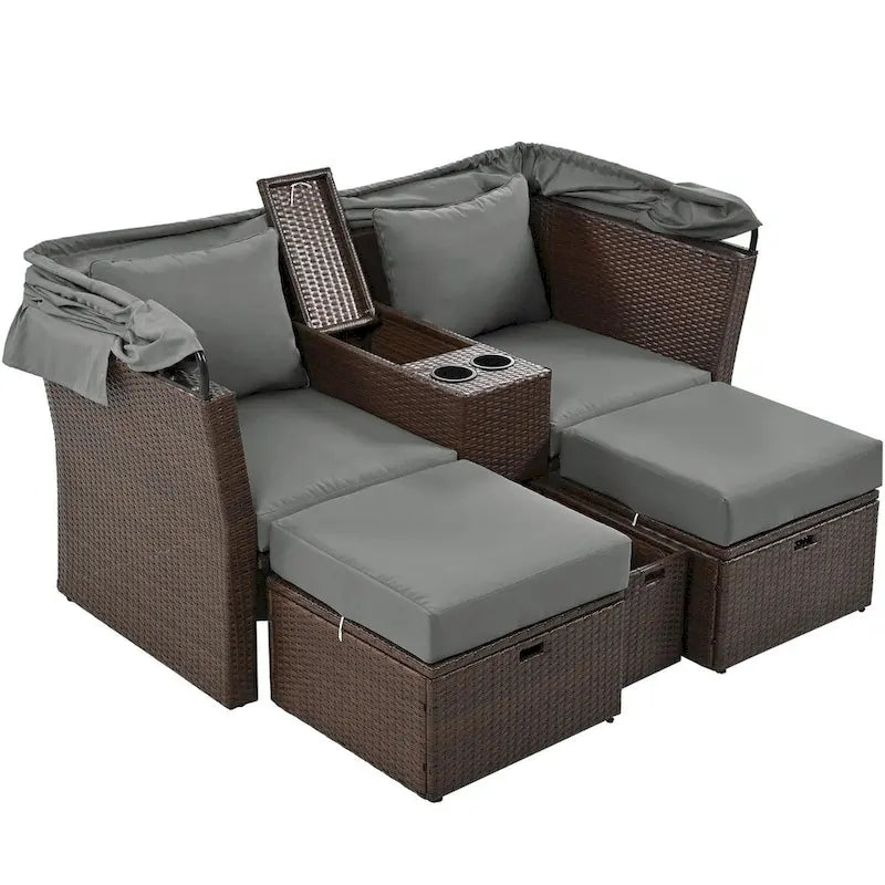 Canapé de patio extérieur avec auvent pliable