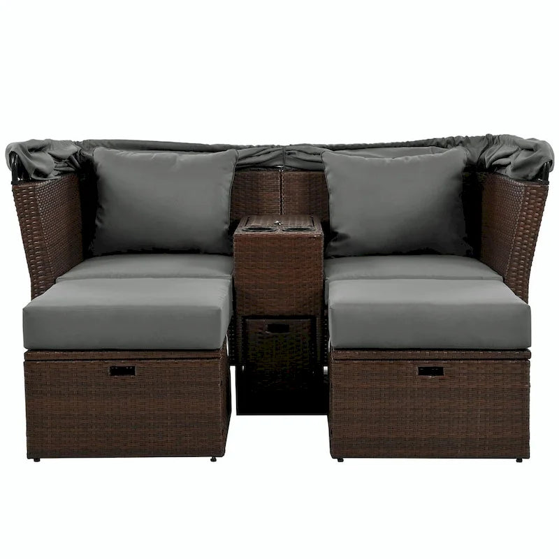 Canapé de patio extérieur avec auvent pliable