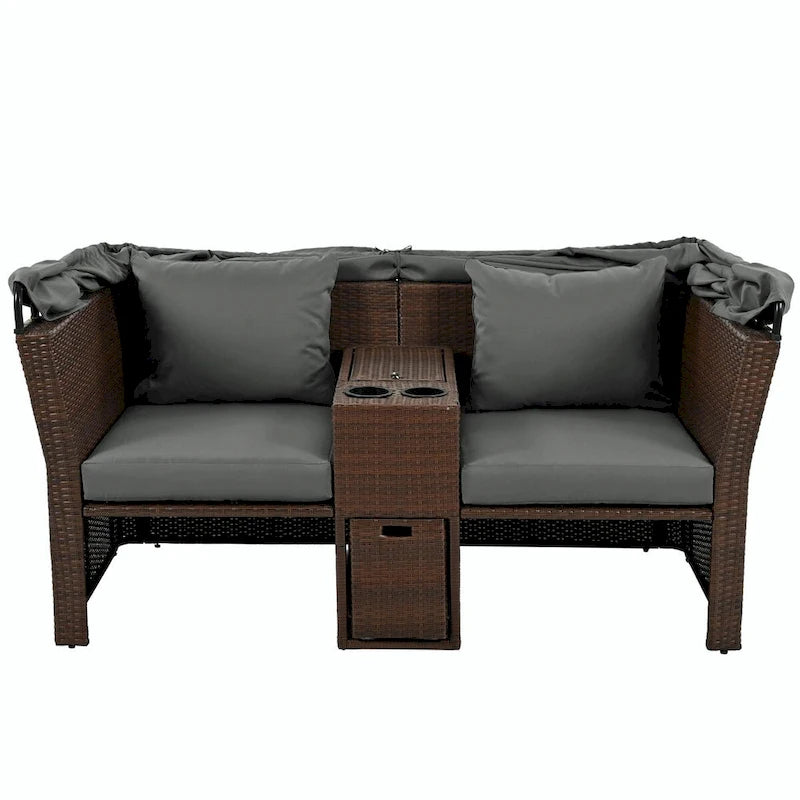 Canapé de patio extérieur avec auvent pliable