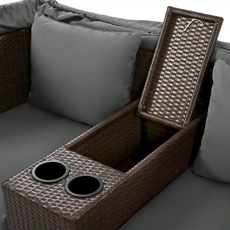Canapé de patio extérieur avec auvent pliable