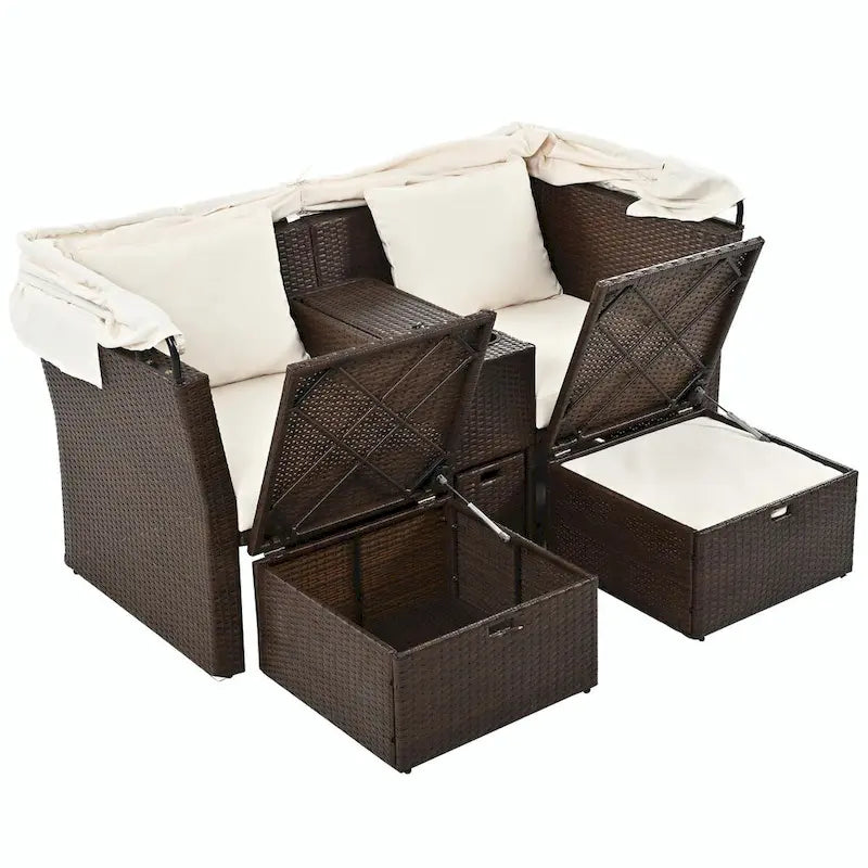 Canapé de patio extérieur avec auvent pliable