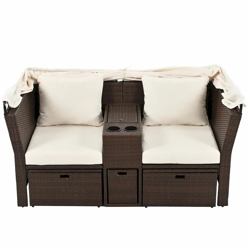 Canapé de patio extérieur avec auvent pliable